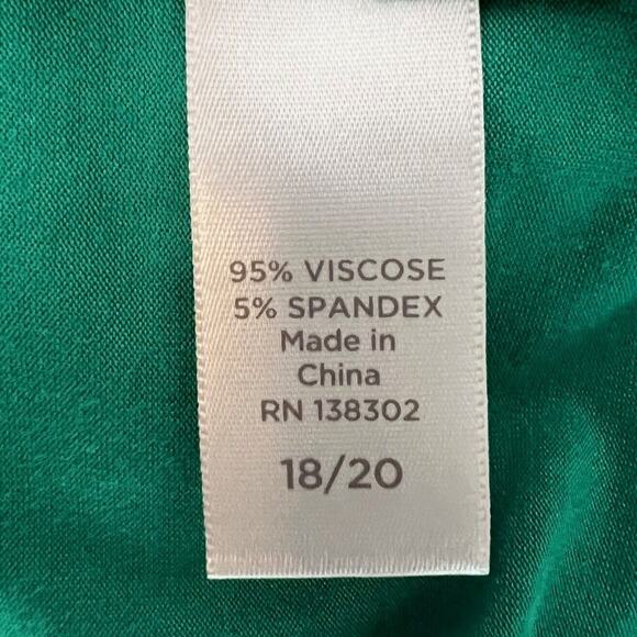 Avenue Womens A-Line Tunic Size 18/20 Green Short Sleeve Smocked Shoulders New - Picture 5 of 6